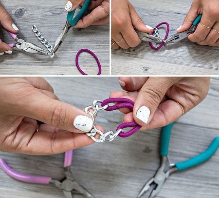 como hacer pulseras con cadenas